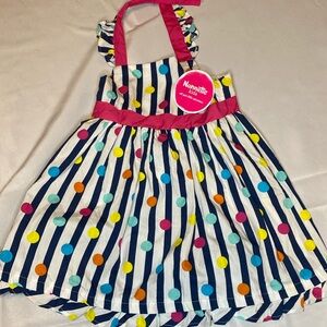 Nannette kids summer dress. Lightweight, polkadot and stripped. Size 4